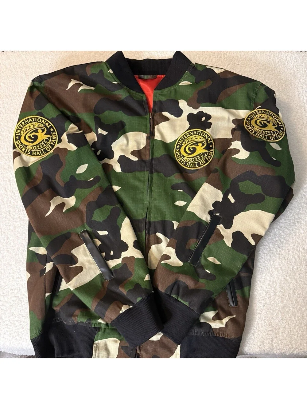 International Sports Hall Of Fame Camo Bomber Jacket XXL Custom DrRobert Graham